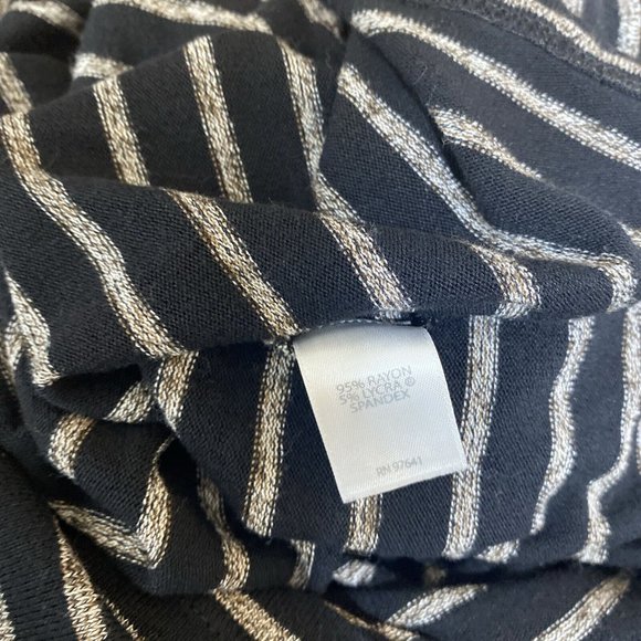 J JIll Pink T- Shirt Women's XL Tunic Top Black Tan Striped V Neck 3/4 Sleeve - Picture 5 of 6